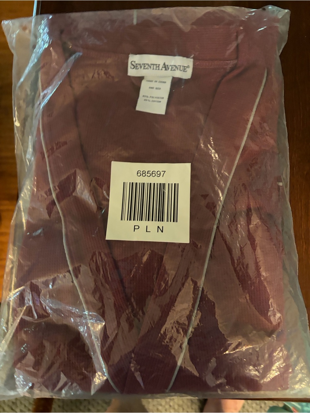 Men’s Burgundy Bathrobe with Contrast Piping
